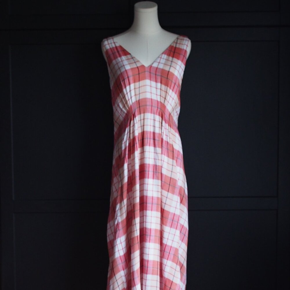 Mango | Sleeveless Red & White Plaid Maxi Sundress